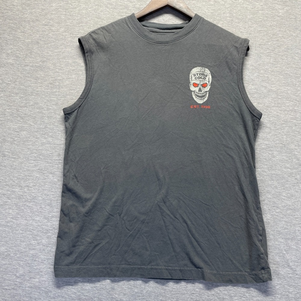 WWE Stone Cold Steve Austin Tank Top Men S Gray Graphic Print Cotton Wrestling‎